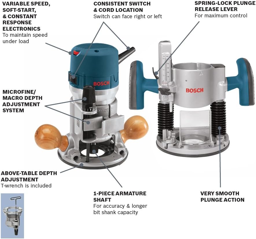 BOSCH 1617EVSPK Wood 12 Amp Router Tool Combo Kit